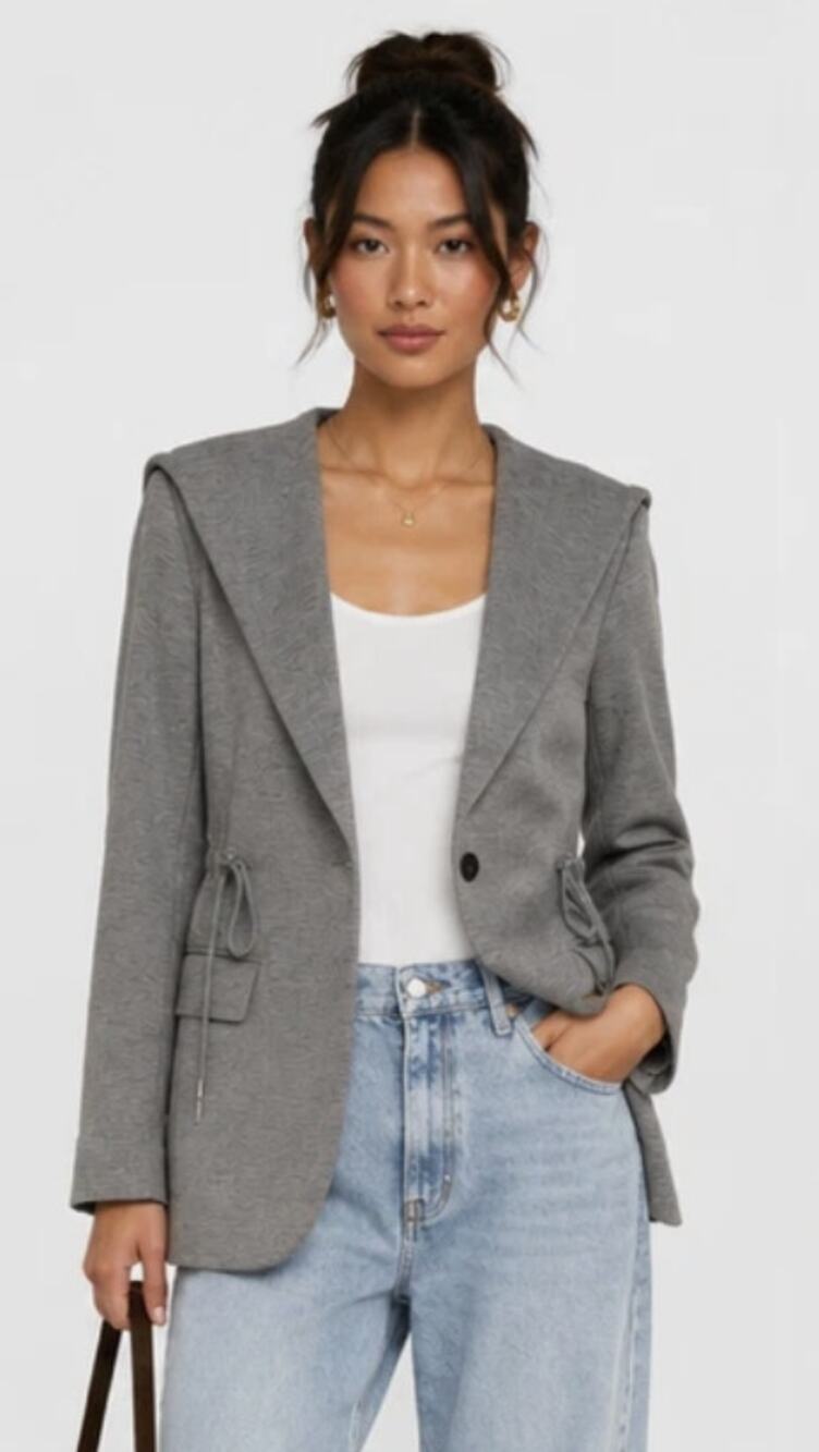 Theory Hooded Drape Jacket in Double-Knit Jersey